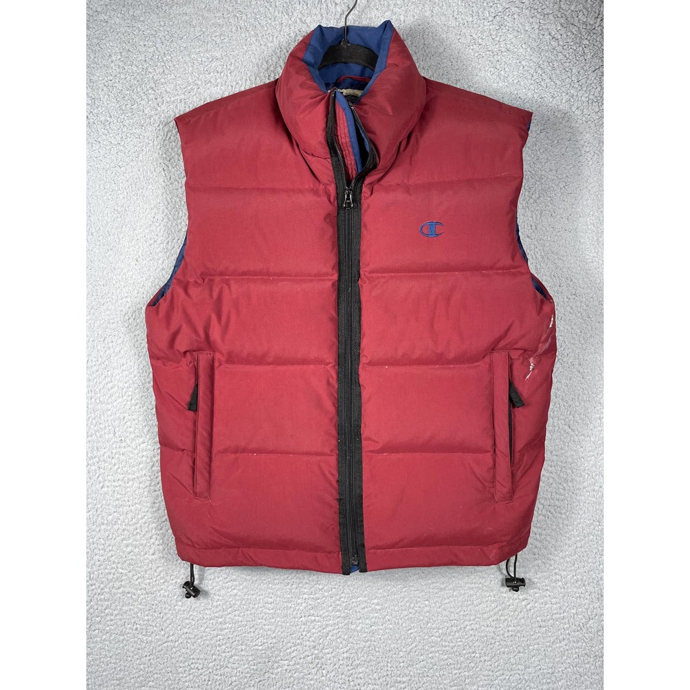Vintage Champion Mens Size M Nylon Down Waterfowl Blend Filling Puffer Vest Flaw